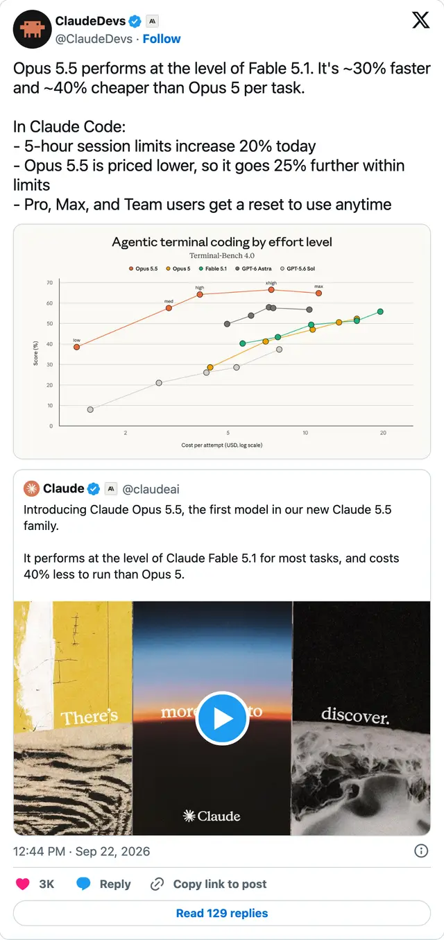 Capture of the post by @ClaudeDevs on 22 Sep 2026