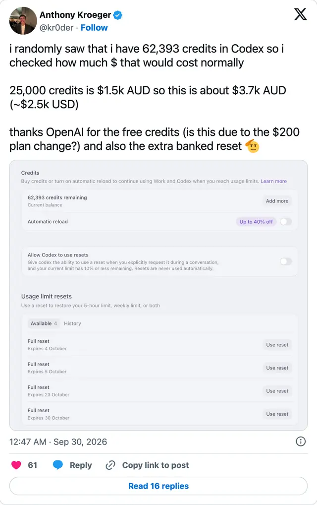 Capture of the post by @kr0der on 30 Sep 2026